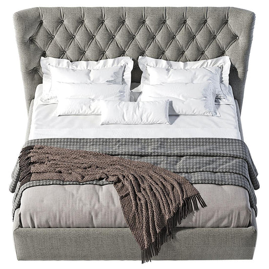 Buttoned Grey Bed bed