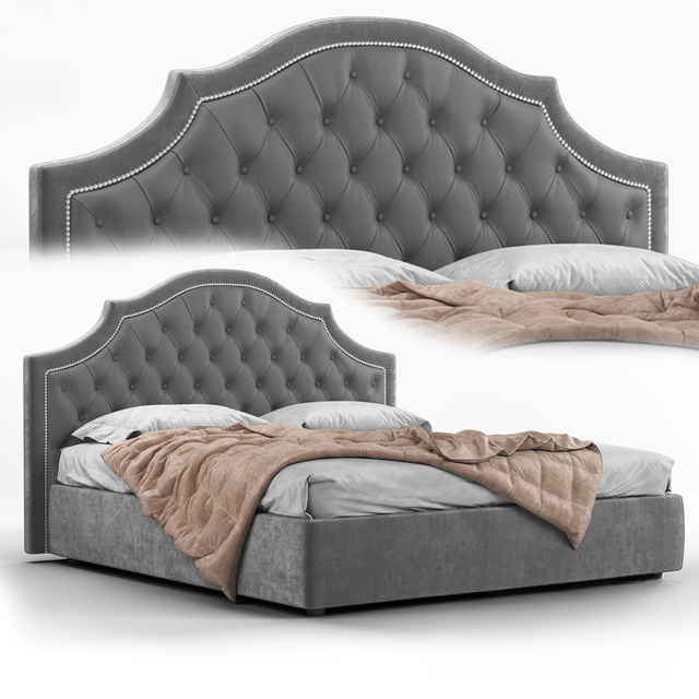 Grey Button Tufted Bed bed