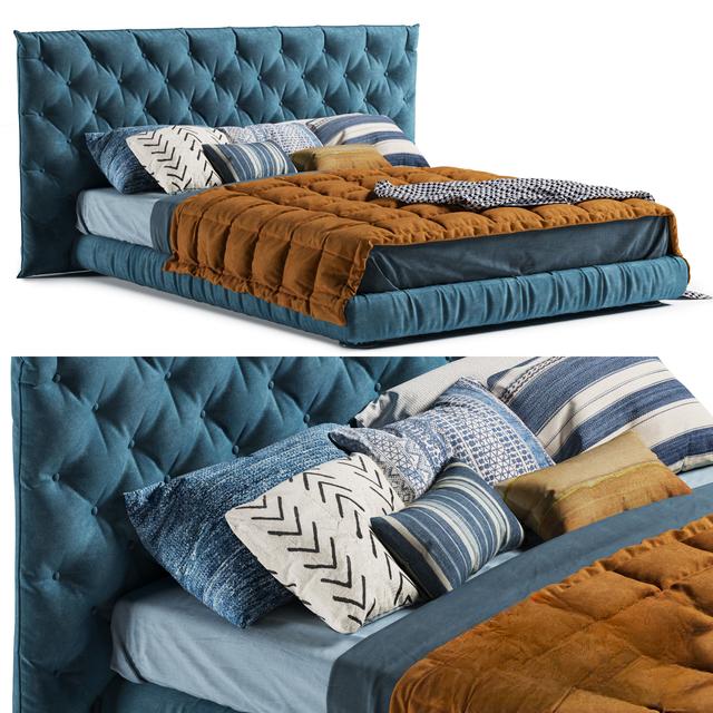 Blue Quilted Bed bed