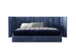 Blue upholstered bed bed