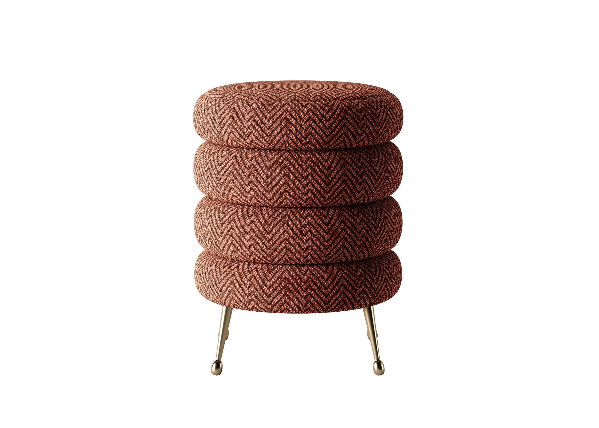 Interior Design Stool 3D Model - Stackable Round Seats with Ornamental Metal Feet chair