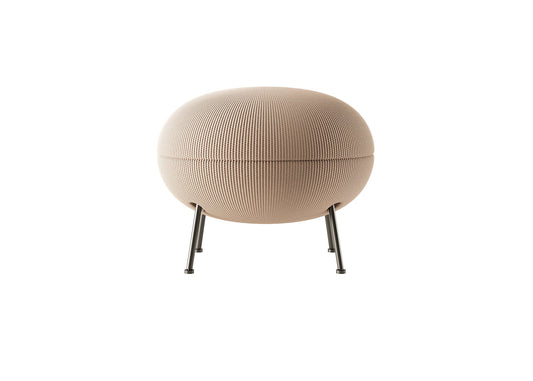 Minimalist Beige Pouf 3D - Handwoven Texture + Slim Tapered Legs