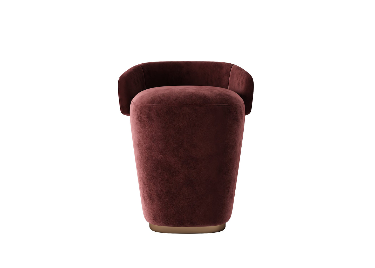 Luxury Barrel Armchair 3D Model - Deep Burgundy Velvet with Gold-Tone Base chair
