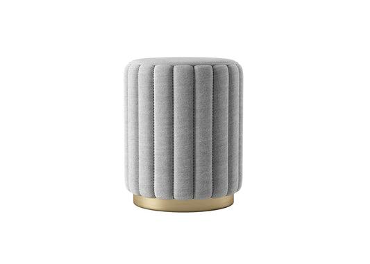 Gray Vertical Pleated Velvet Stool 3D Model - Champagne Metal Base Modern Bedroom Furniture chair