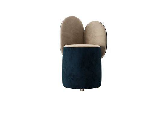 Navy Blue Double Ear Backrest Accent Chair 3D Model - Gold Legs Modern Artistic Furniture chair