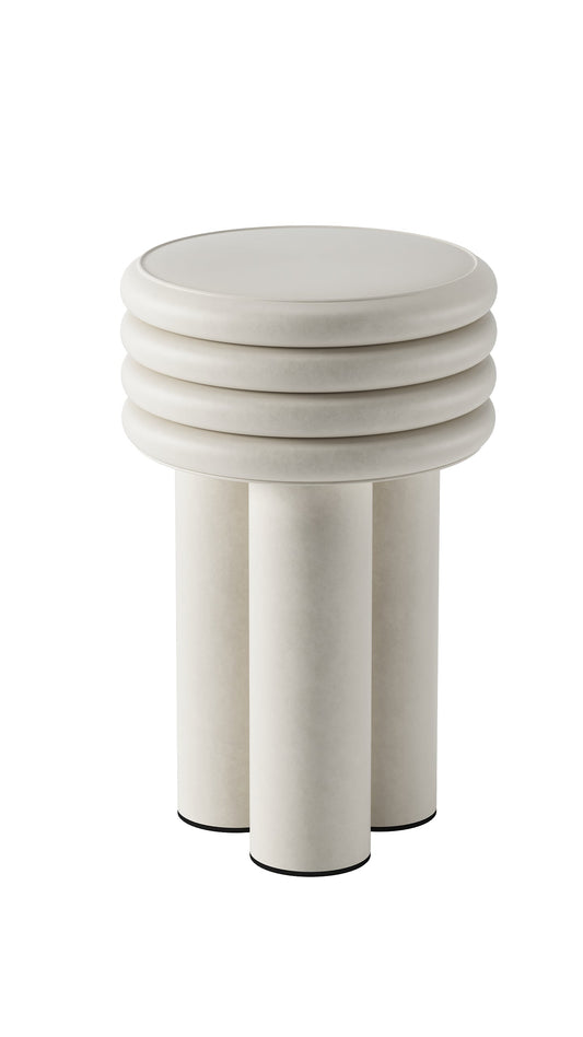Beige Circular Side Table with Grooved Edge 3D Model - Nordic Style Entryway Furniture