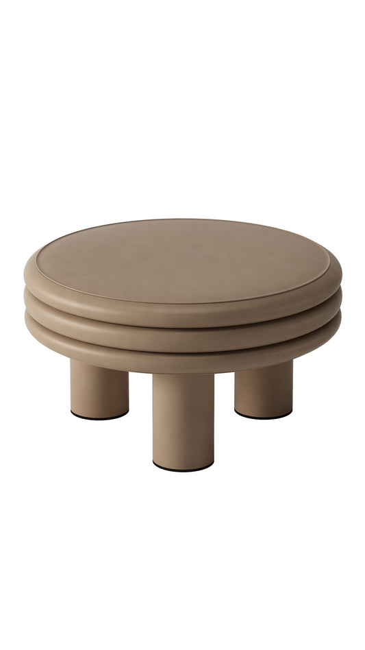 Tiered Round Coffee Table 3D Model - Sand-Colored Stacked Design with Cylinder Legs