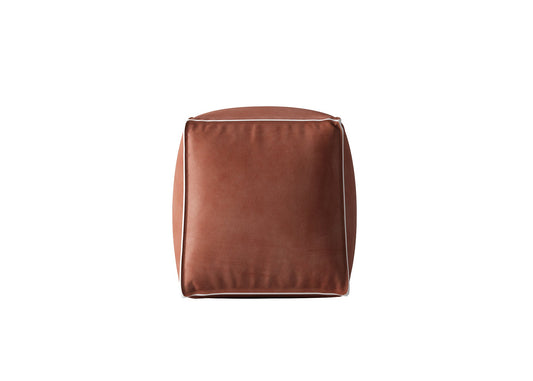 Brown Square Upholstered Bench 3D Model - Rounded Edges Velvet Living Room Footrest