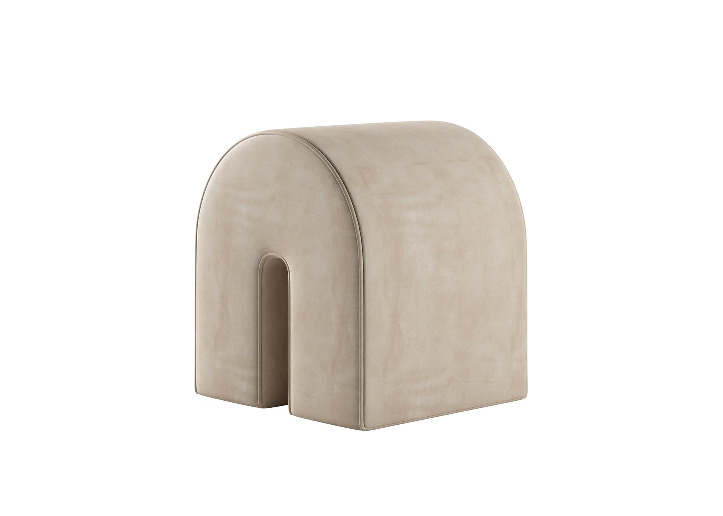 Beige Velvet Arch Ottoman 3D Model - Modern Cut-Out Design Sculptural Living Room Accent Furniture chair