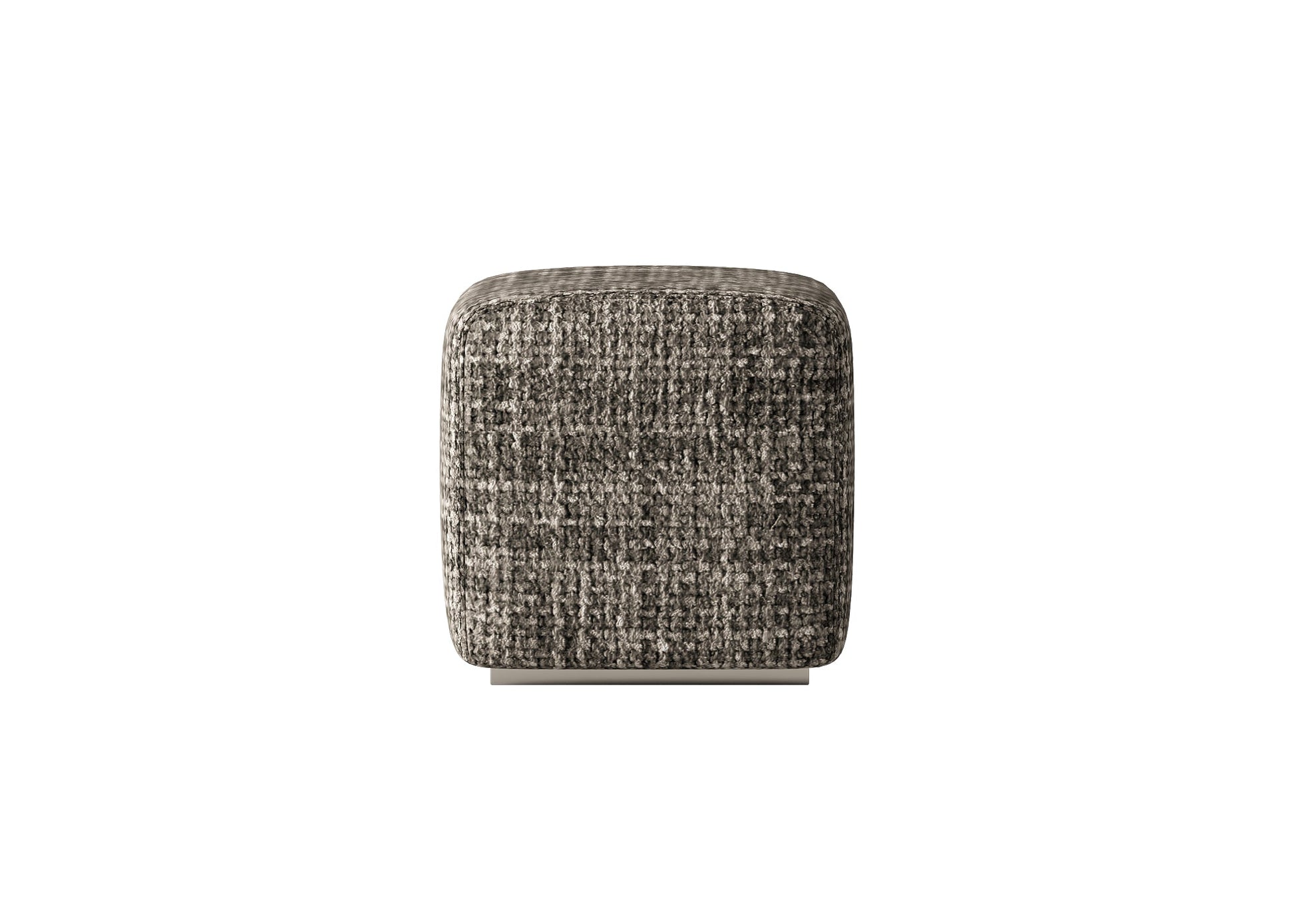 Gray Herringbone Woven Square Footrest 3D Model - Slim Metallic Base Modern Neutral-Toned Stool chair