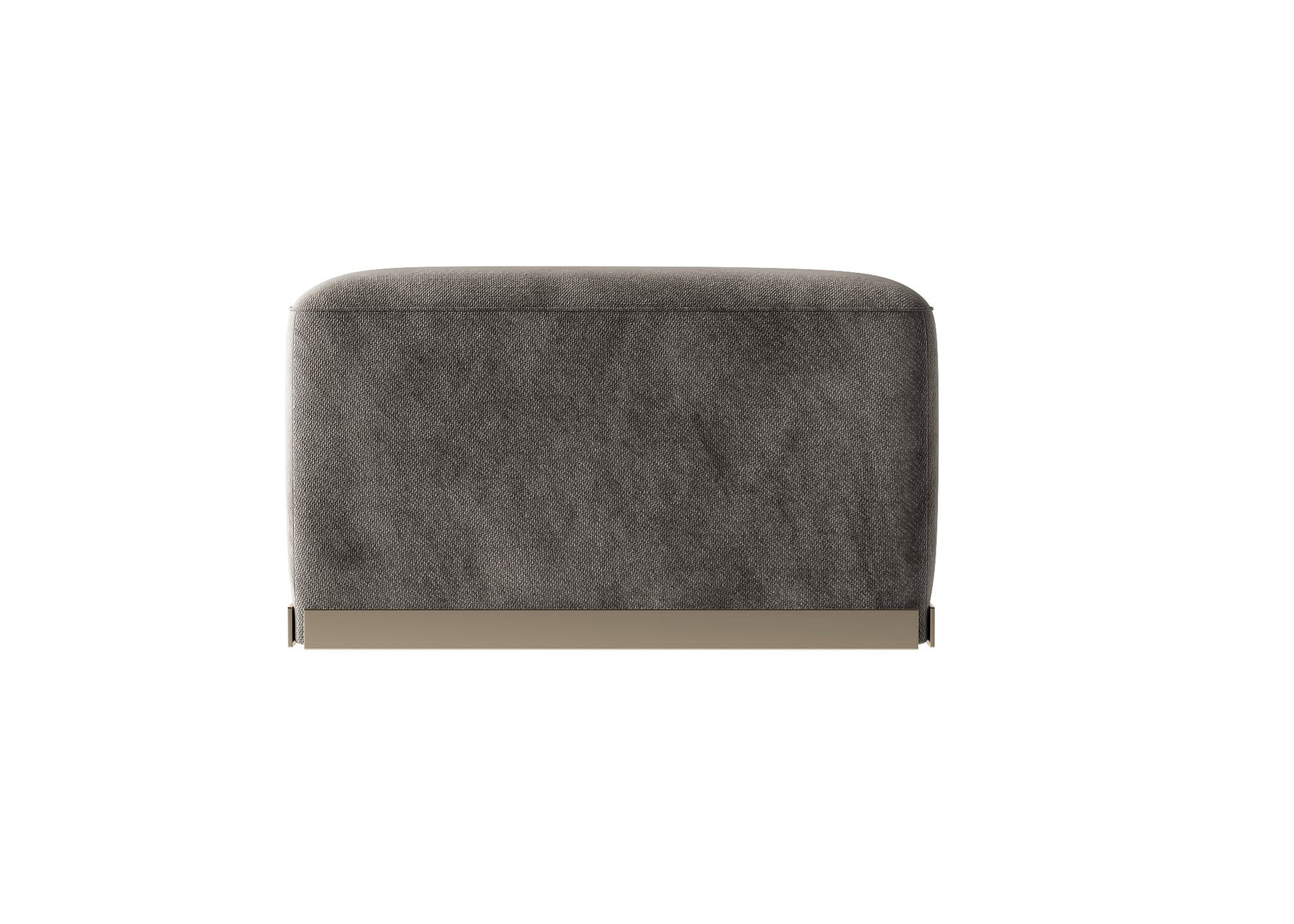 Gray Textured Fabric Ottoman 3D Model - Rounded Edges with Chrome Band Contemporary Lounge Furniture chair