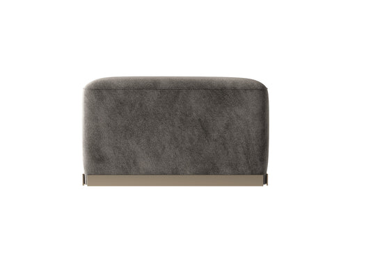 Gray Textured Fabric Ottoman 3D Model - Rounded Edges with Chrome Band Contemporary Lounge Furniture