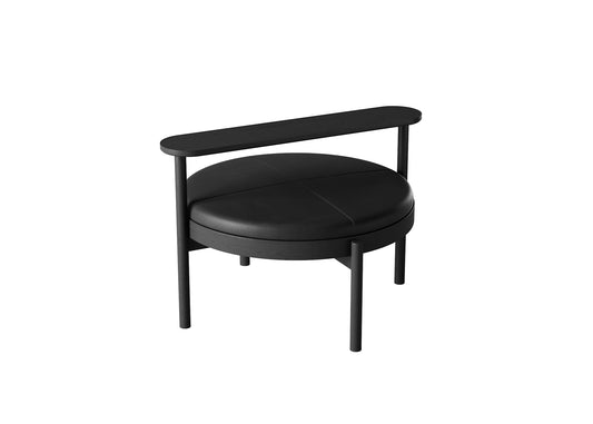 Black Circular Leather Armchair 3D Model - Floating Base Minimalist Dining Room Statement Seat