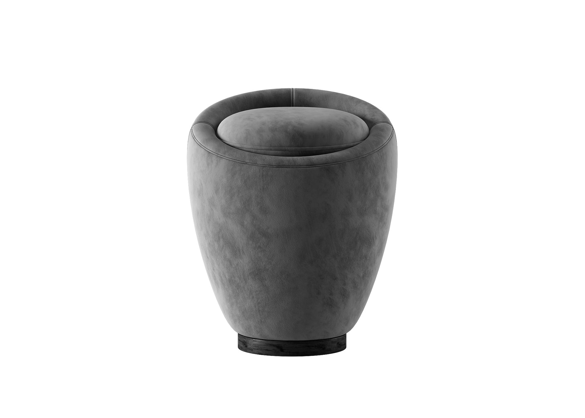 Gray Urn-Shaped Footstool 3D Model - Indented Top with Contrast Wood Base Bedroom Luxury Decor chair