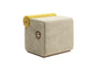 Convertible Beige Ottoman with Detachable Yellow Armrest & Curved Steel Frame chair