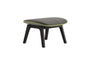 Grey Footstool with Lime-Green Piping and Angled Dark Wooden Legs chair
