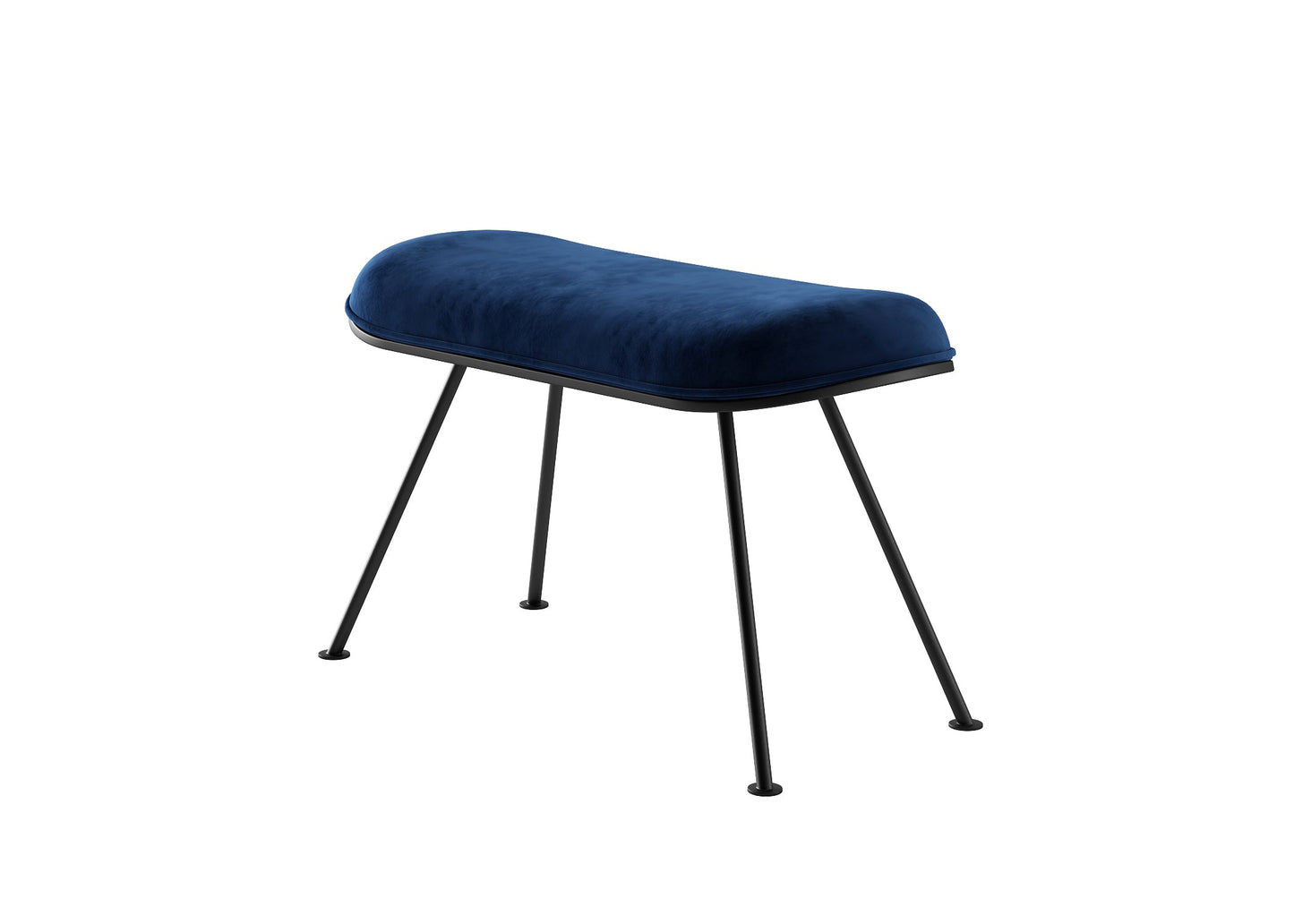 Deep Blue Velvet Stool with Splayed Black Metal Legs for Luxury Interiors chair