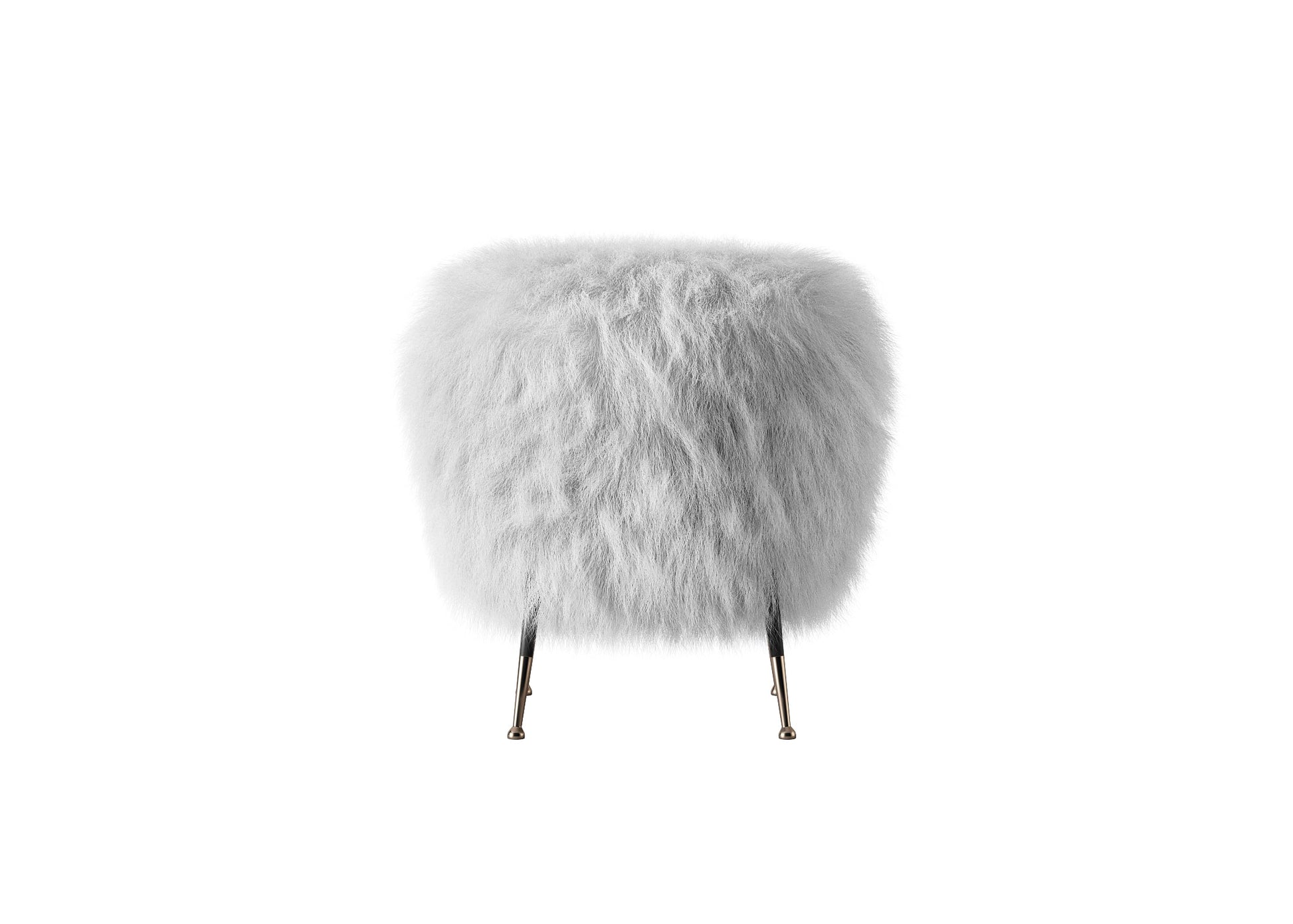 Plush Faux-Fur Stool with Slim Metallic Legs for Modern Interiors chair