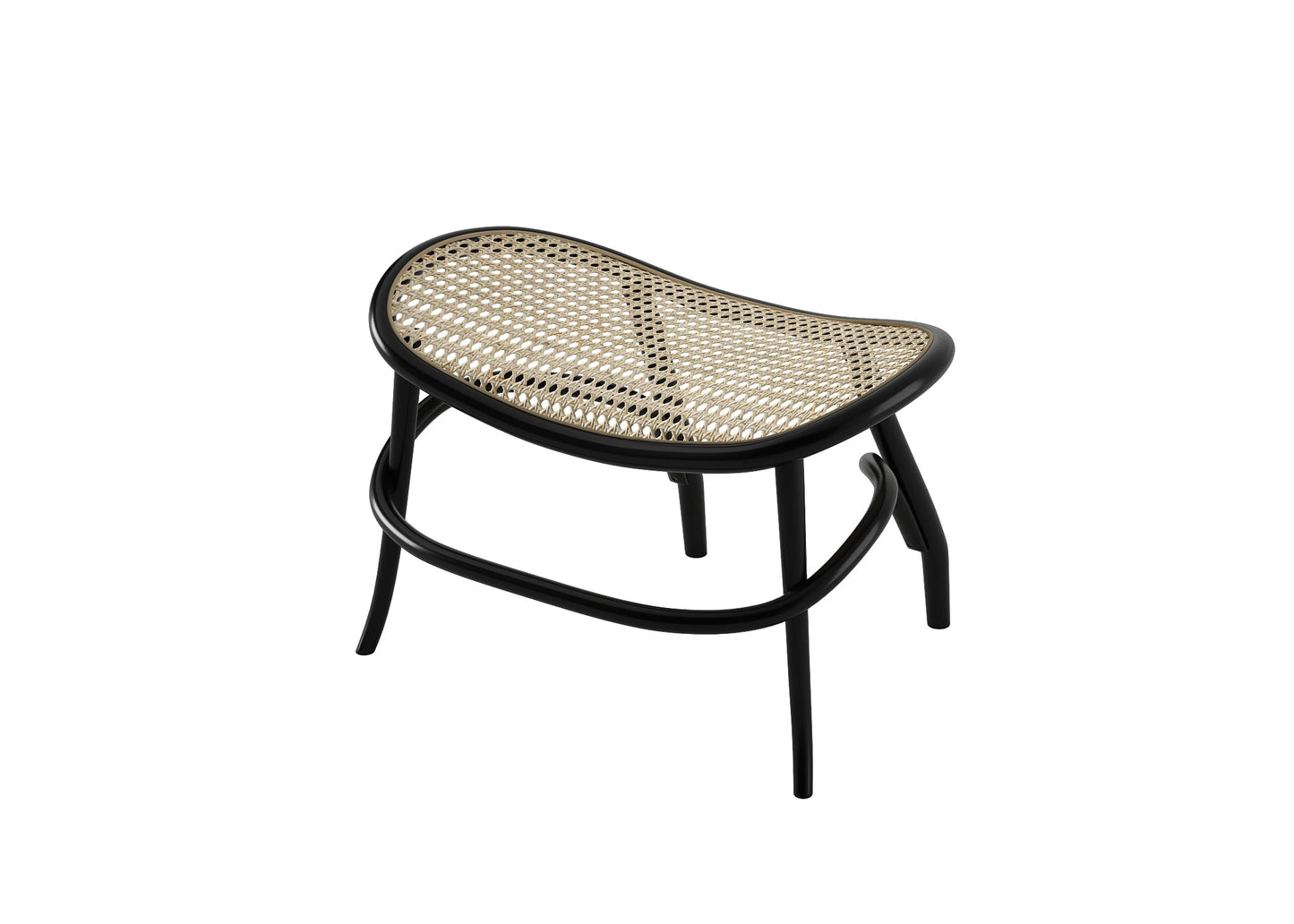 Woven Oval Stool with Black Curved Frame and Breathable Mesh Seat