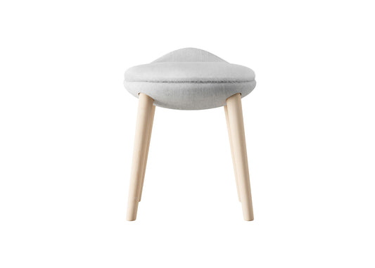 Minimalist Gray Stool with Natural Wooden Legs and Soft Cushioned Top chair