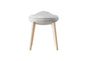Minimalist Gray Stool with Natural Wooden Legs and Soft Cushioned Top chair