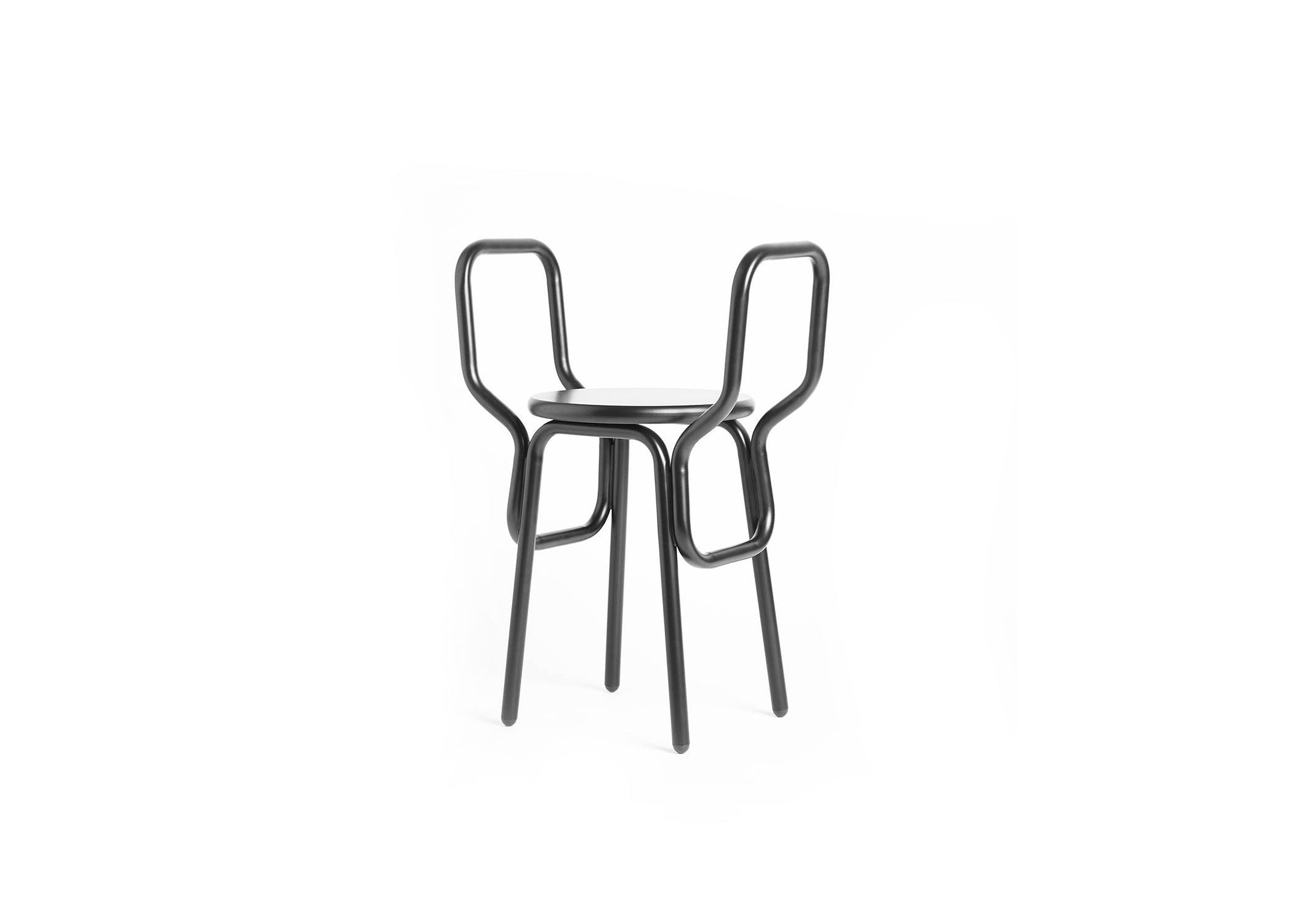 Black Modern Chair with U-Shaped Metal Backrest and Circular Seat chair