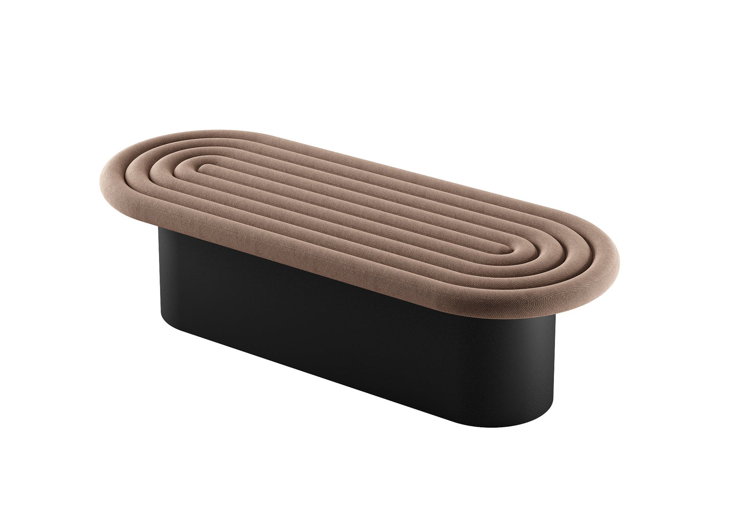 Minimalist Black Bench with Beige Textured Cushion and Grooved Detailing chair