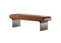 Brown Leather Bench with Industrial Metal Frame for Contemporary Spaces chair