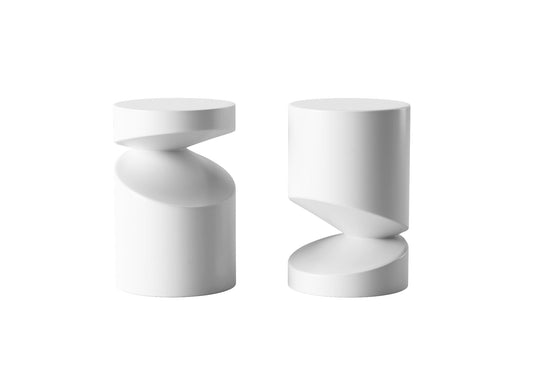 Sculptural White Side Tables with Twisted and Straight Resin Bases
