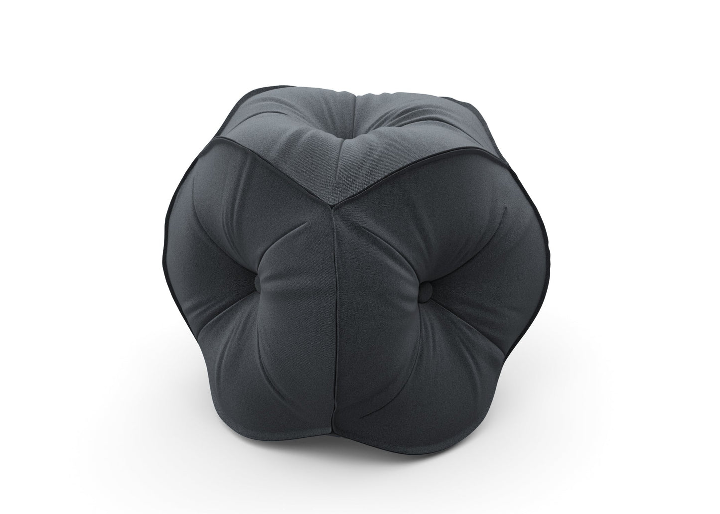 Gray Tufted Cushion with Geometric Stitching and Contoured Lumbar Support