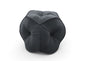 Gray Tufted Cushion with Geometric Stitching and Contoured Lumbar Support