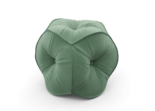 Leaf-Shaped Green Velvet Seat with Central Contour for Modern Decor