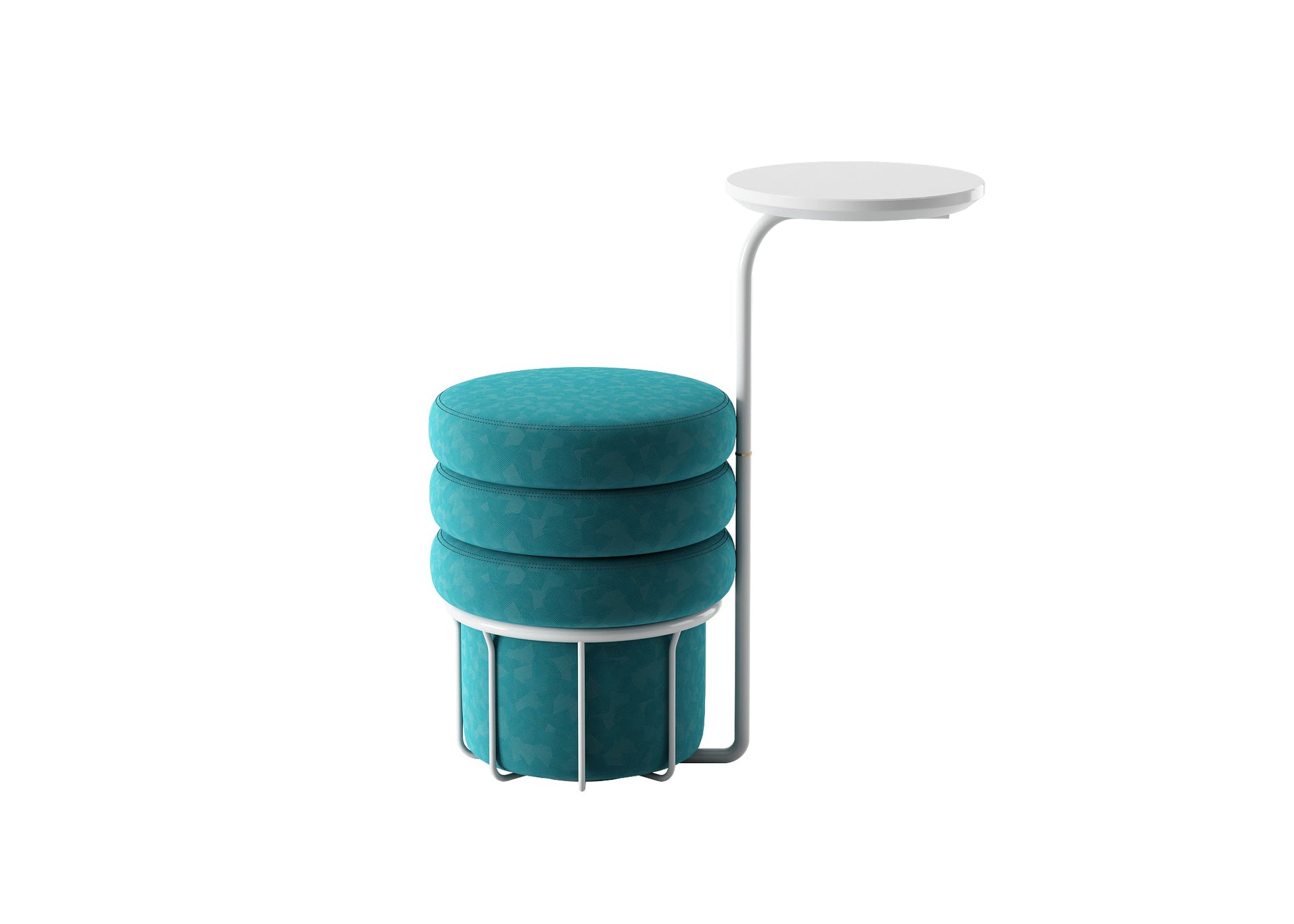 Teal Nesting Stools with White Metal Frame and Detachable Side Table chair