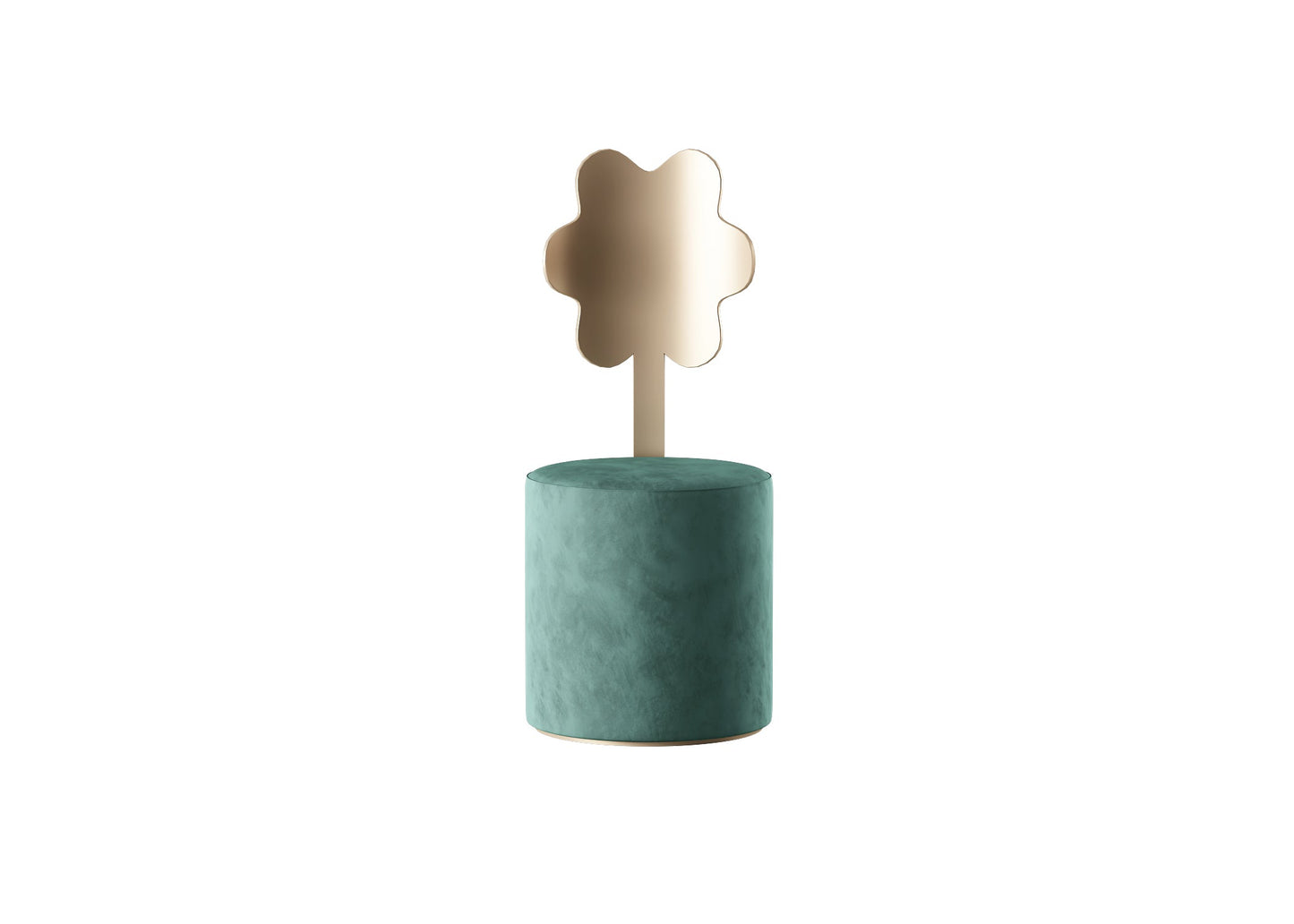 Sculptural Velvet Pedestal with Brass Floral Accent for Artistic Interiors