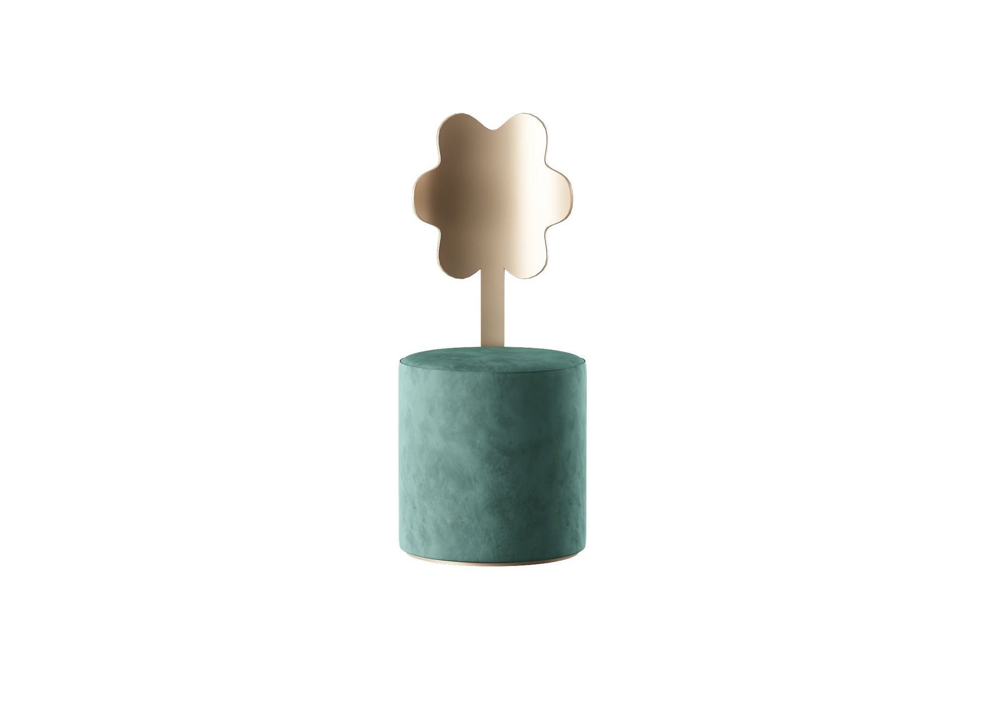 Sculptural Velvet Pedestal with Brass Floral Accent for Artistic Interiors