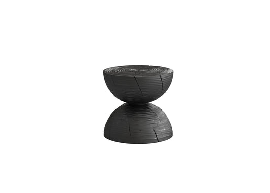 Modern Woodgrain Side Table with Floating Circular Top and Minimalist Silhouette