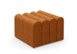 Orange Ribbed Leather Bench with Wave-Form Top and Slim Metallic Frame