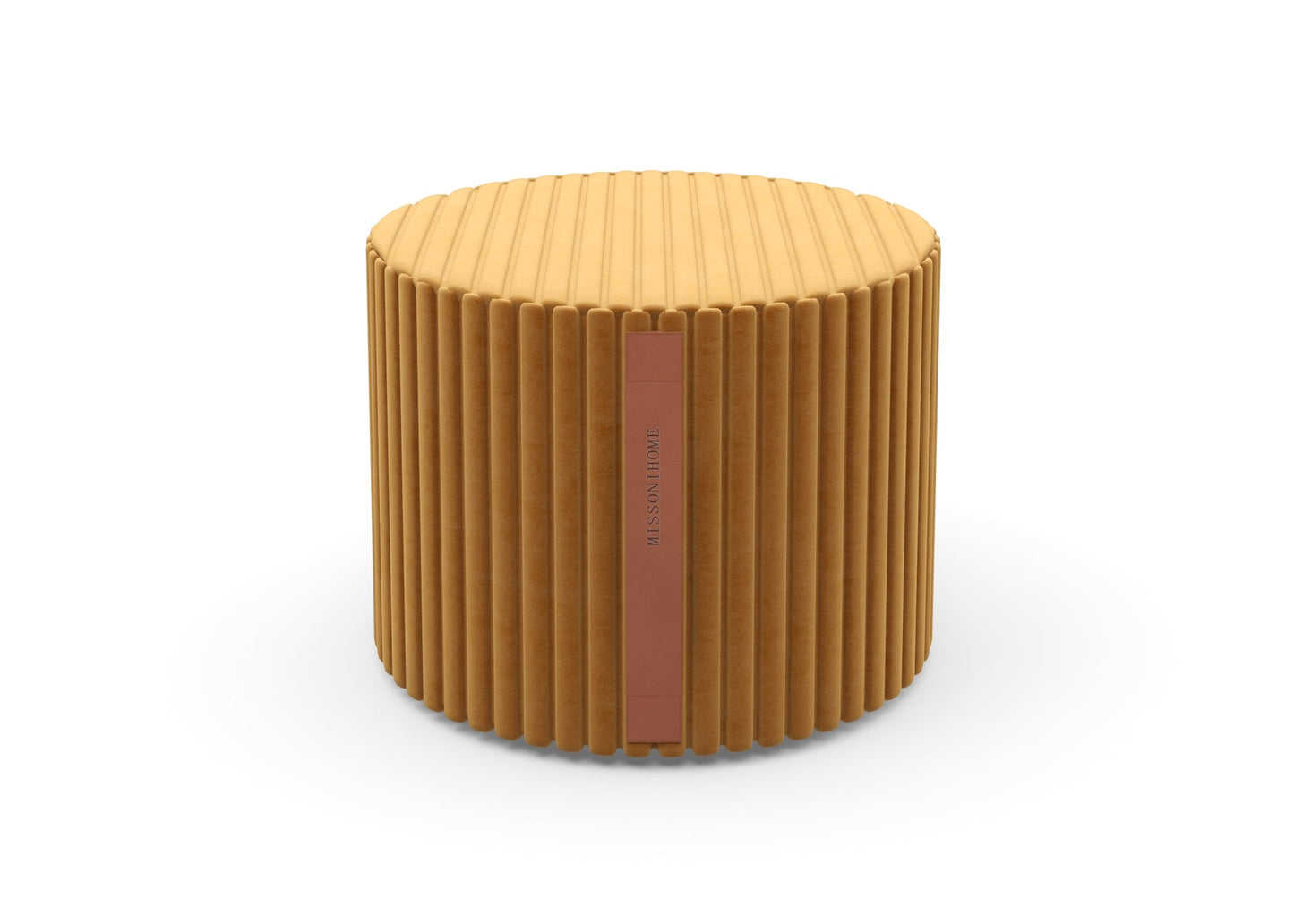 Missoni Home Branded Cylinder Stool with Pink Accent Band and Woven Vertical Slats chair
