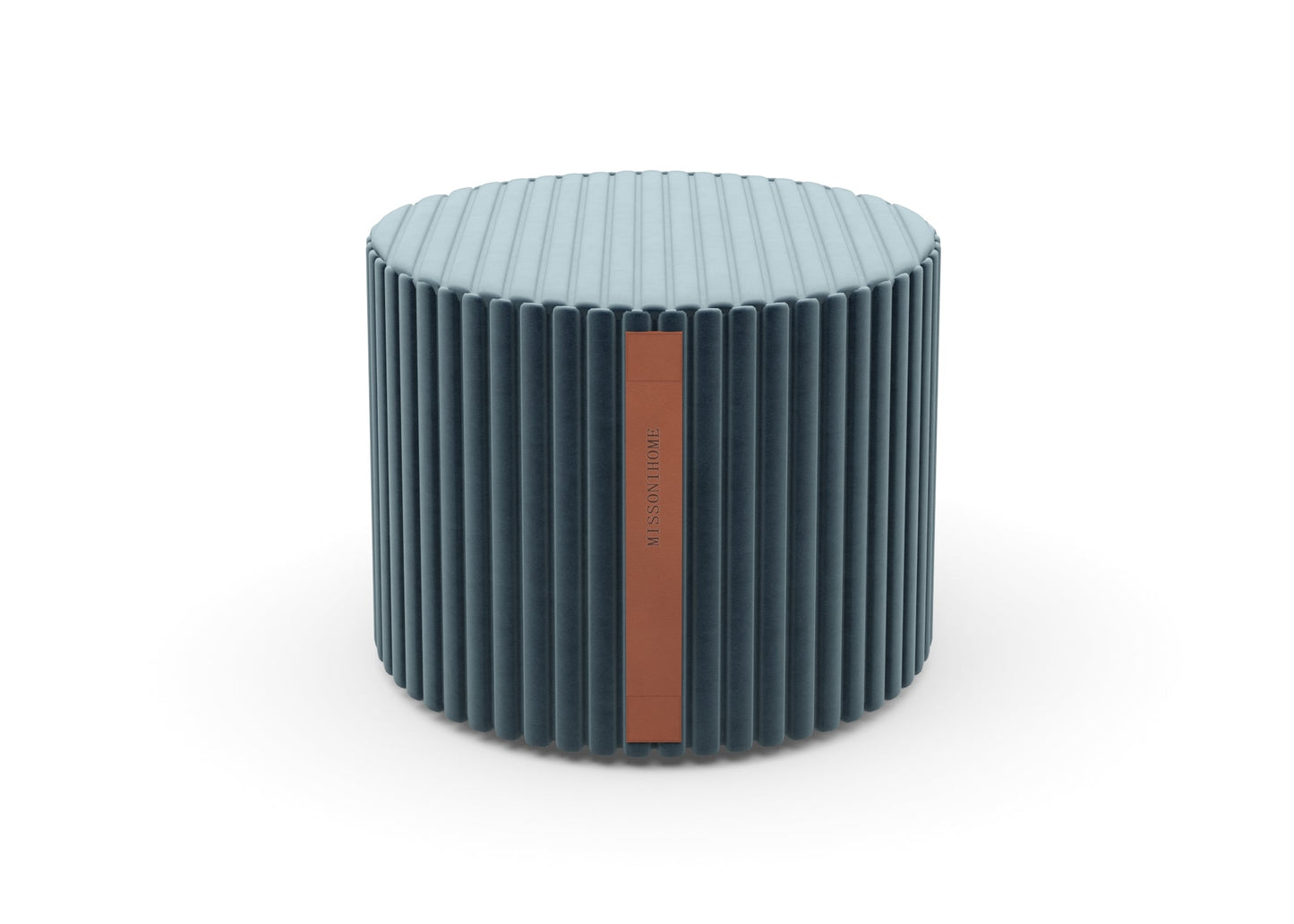 Missoni Home Branded Cylinder Stool with Vertical Slats and Rust Accent Band