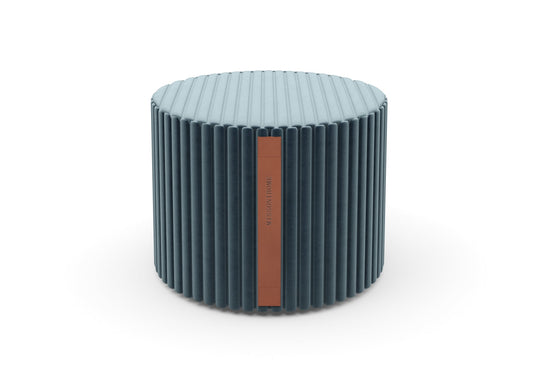 Missoni Home Branded Cylinder Stool with Vertical Slats and Rust Accent Band