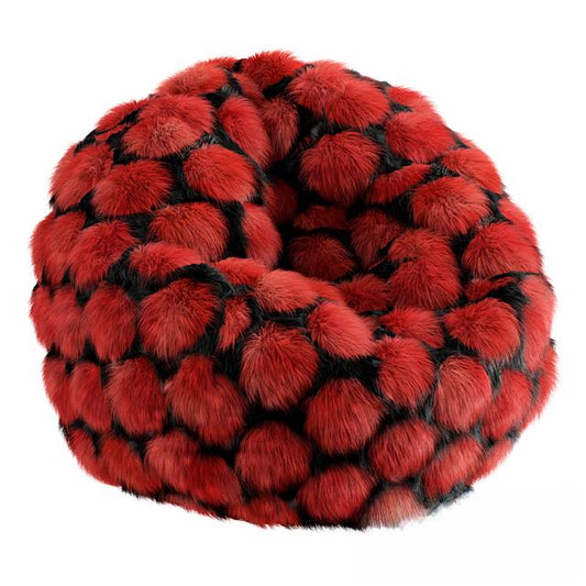 RedFurRoundPouf sofa