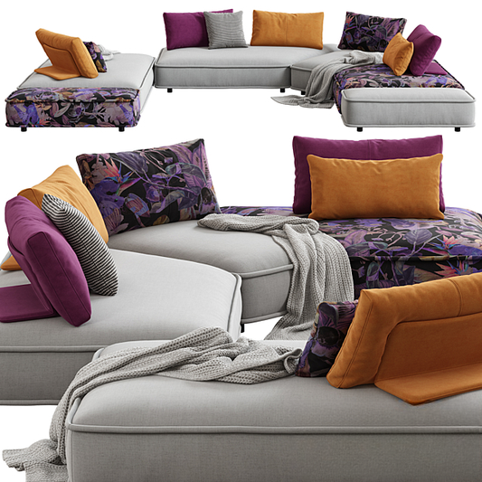 PurpleOrangePatterned Sofa sofa