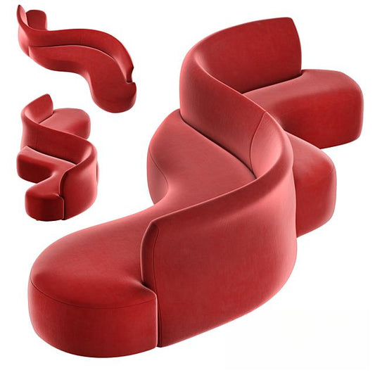 Curved Red Sofa sofa