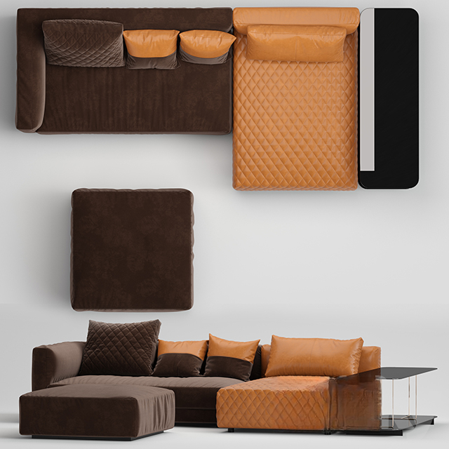 BrownOrangeModern Sofa sofa