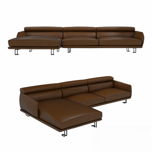 Brown Leather Modern Sofa