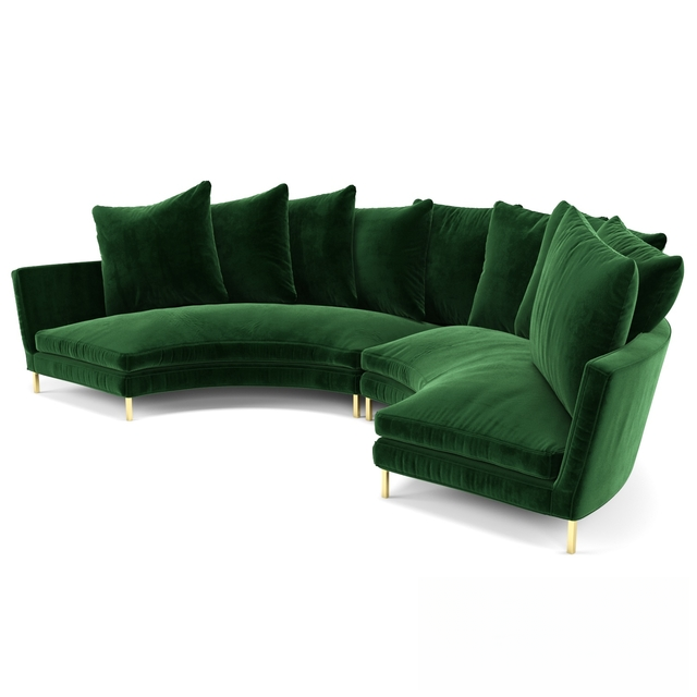 Green Curved Velvet Sofa sofa