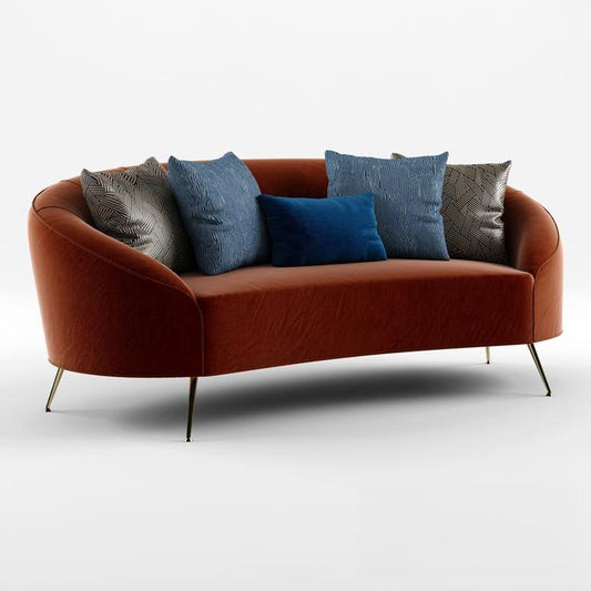 Orange Curved Sofa sofa