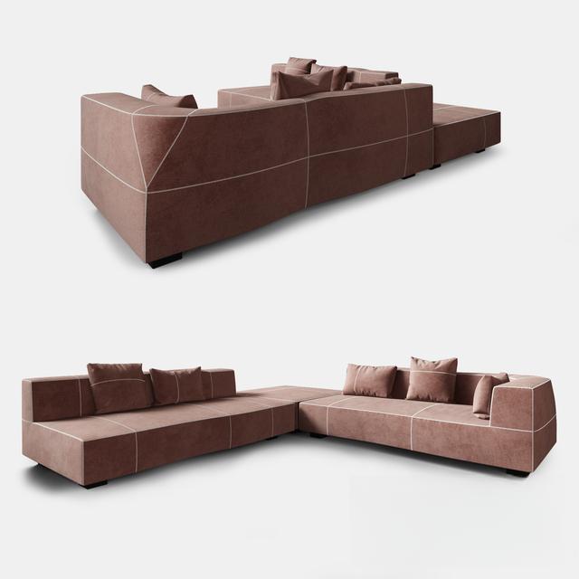 Brown L-shaped Sofa sofa