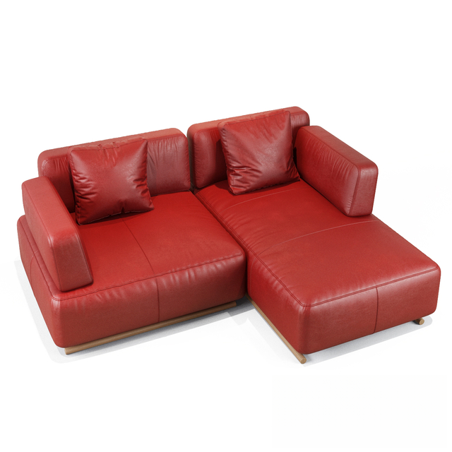 Red Leather L-shaped Sofa sofa