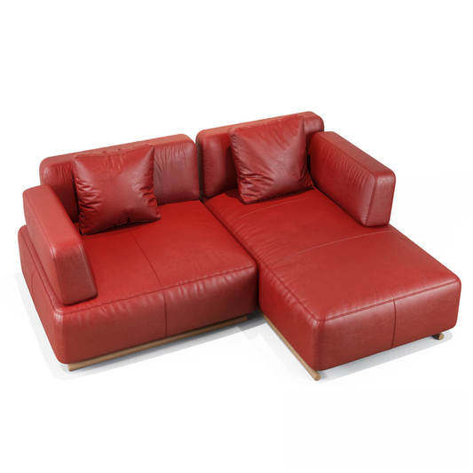 Red Leather L-shaped Sofa sofa